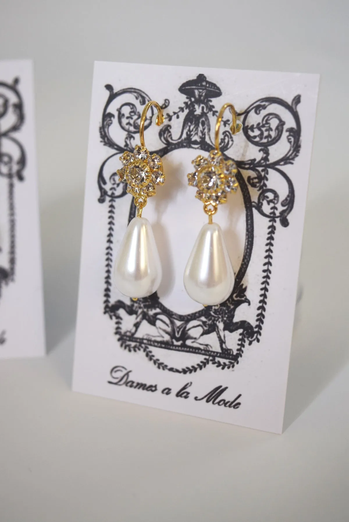 Small Crystal Cluster and Pearl Earrings