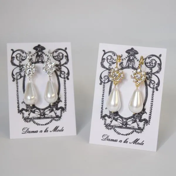 Small Crystal Cluster and Pearl Earrings