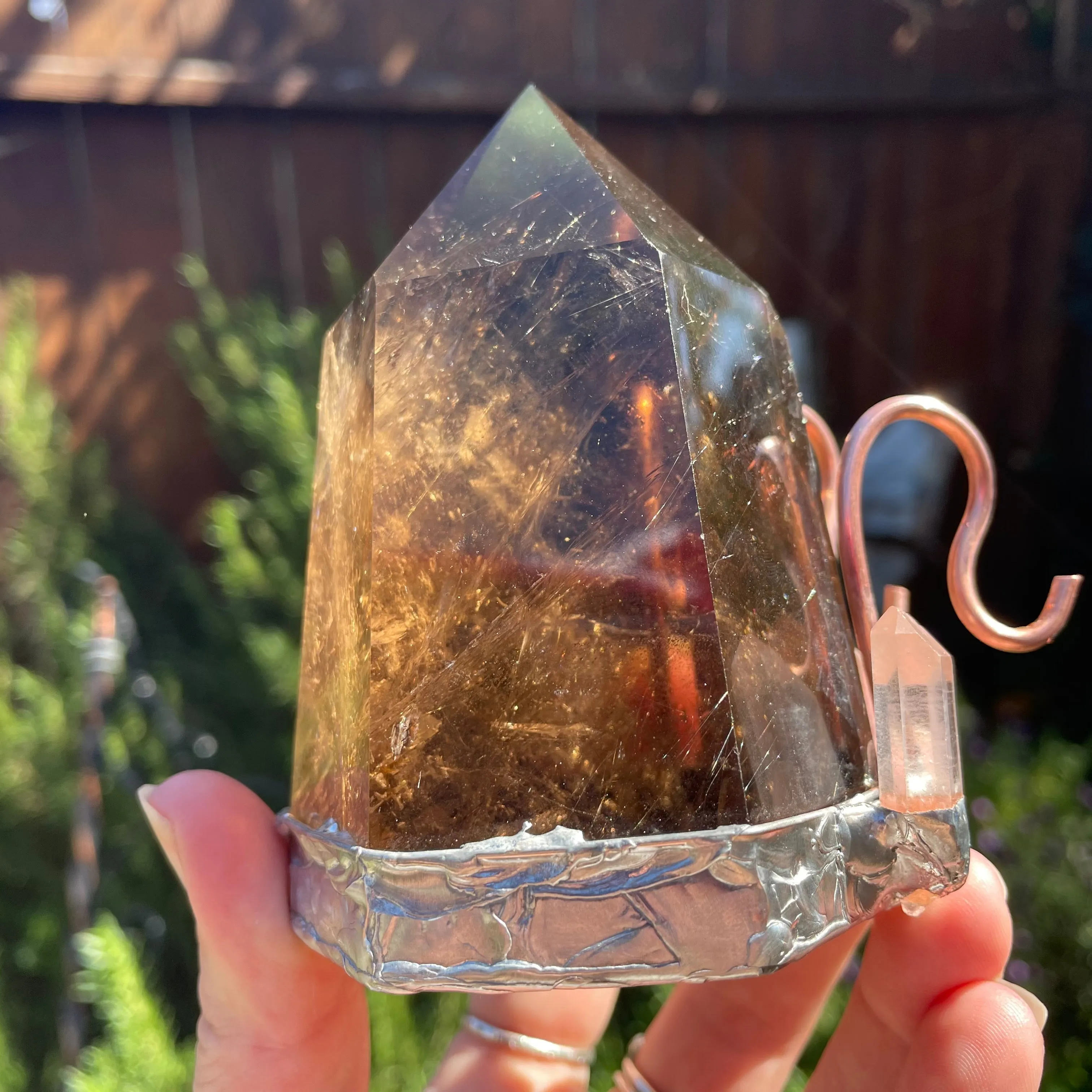 Smoky Rutilated Quartz ring holder