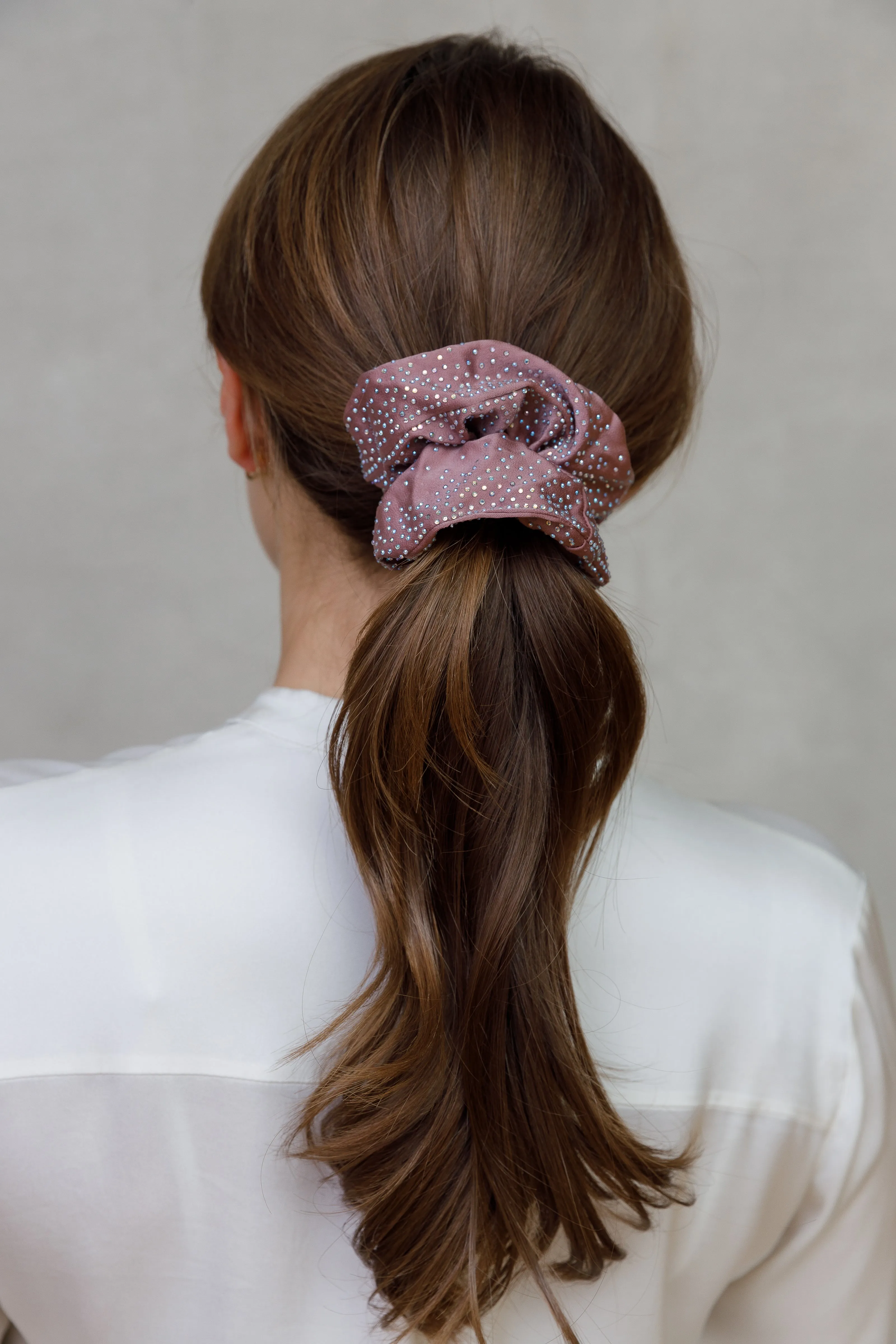 SOFT SATIN CRYSTAL SCRUNCHIES  BUNDLE OF 5