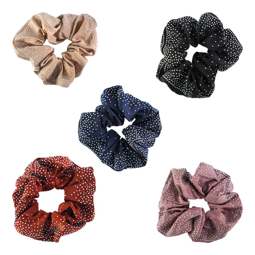 SOFT SATIN CRYSTAL SCRUNCHIES  BUNDLE OF 5