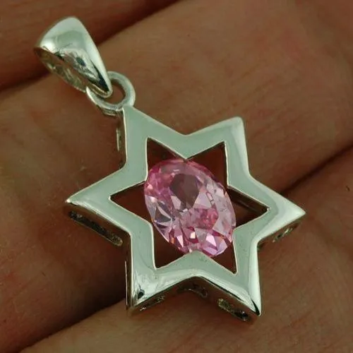 Star Of David Pendant In Blue Gemstone   925 Sterling Silver Necklace #4