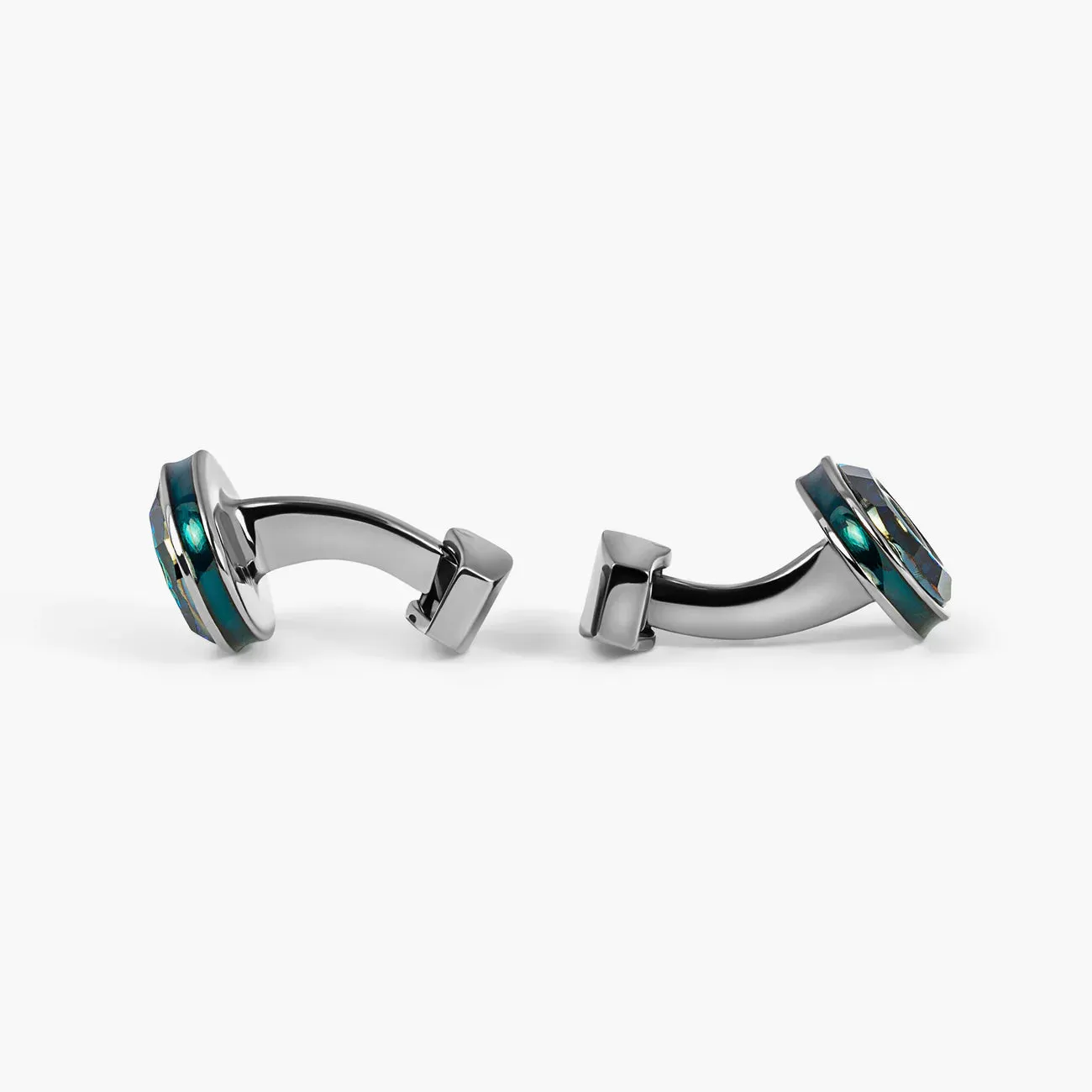 Tateossian Blue Gunmetal Plated Oval SW Cufflinks (Limited Edition)