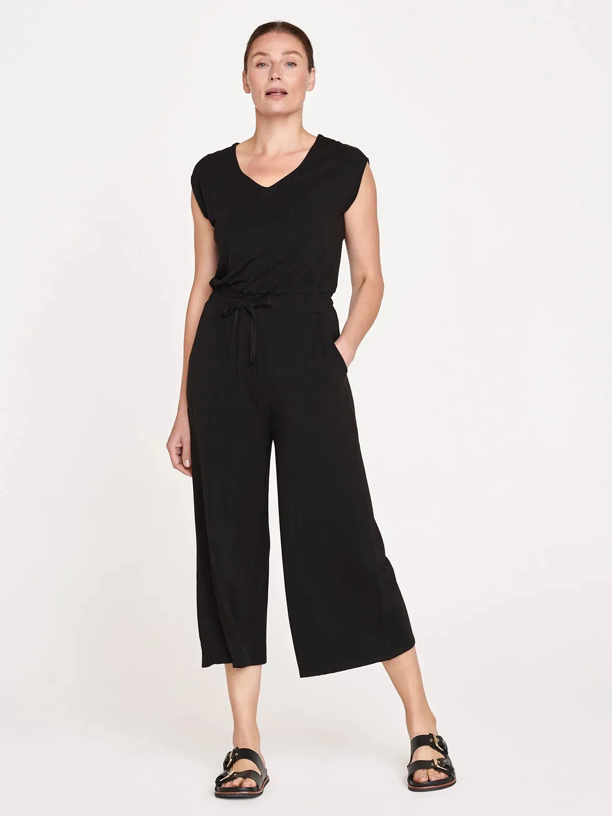 Thought V-Neck Bamboo Dashka Black Jumpsuit