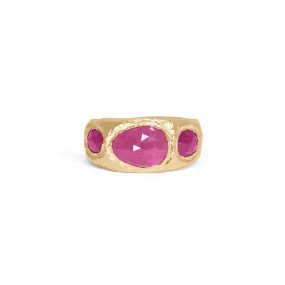 Three Stone Ring in all Ruby