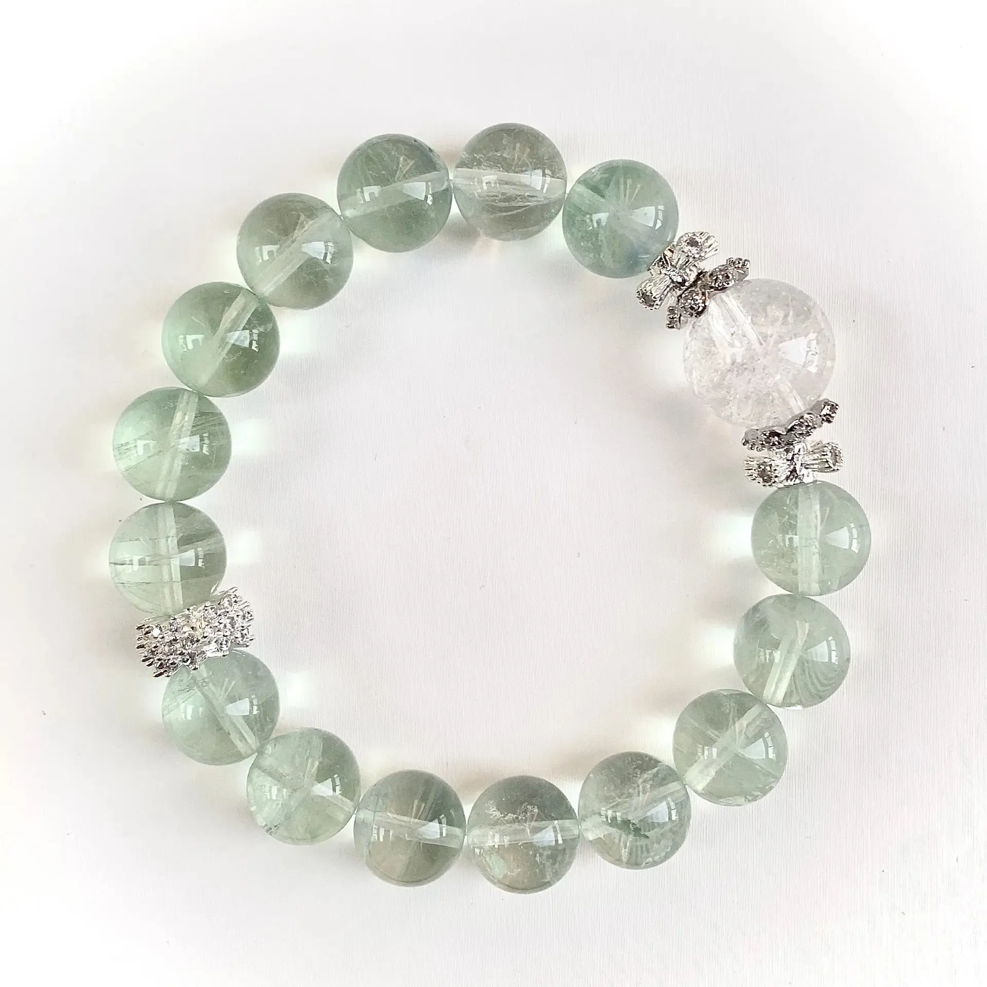 Tranquil Azeztulite and Green Fluorite Bracelet