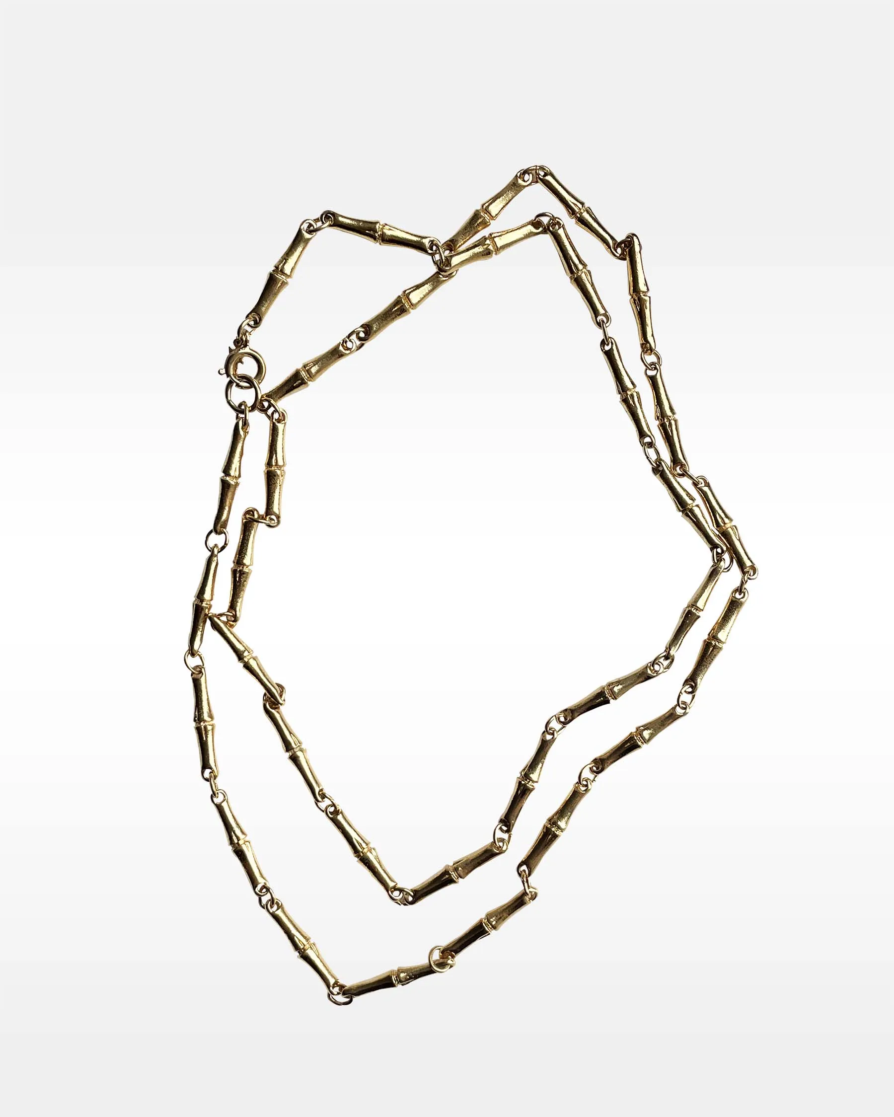 Trifari Bamboo Link Gold Metal Necklace