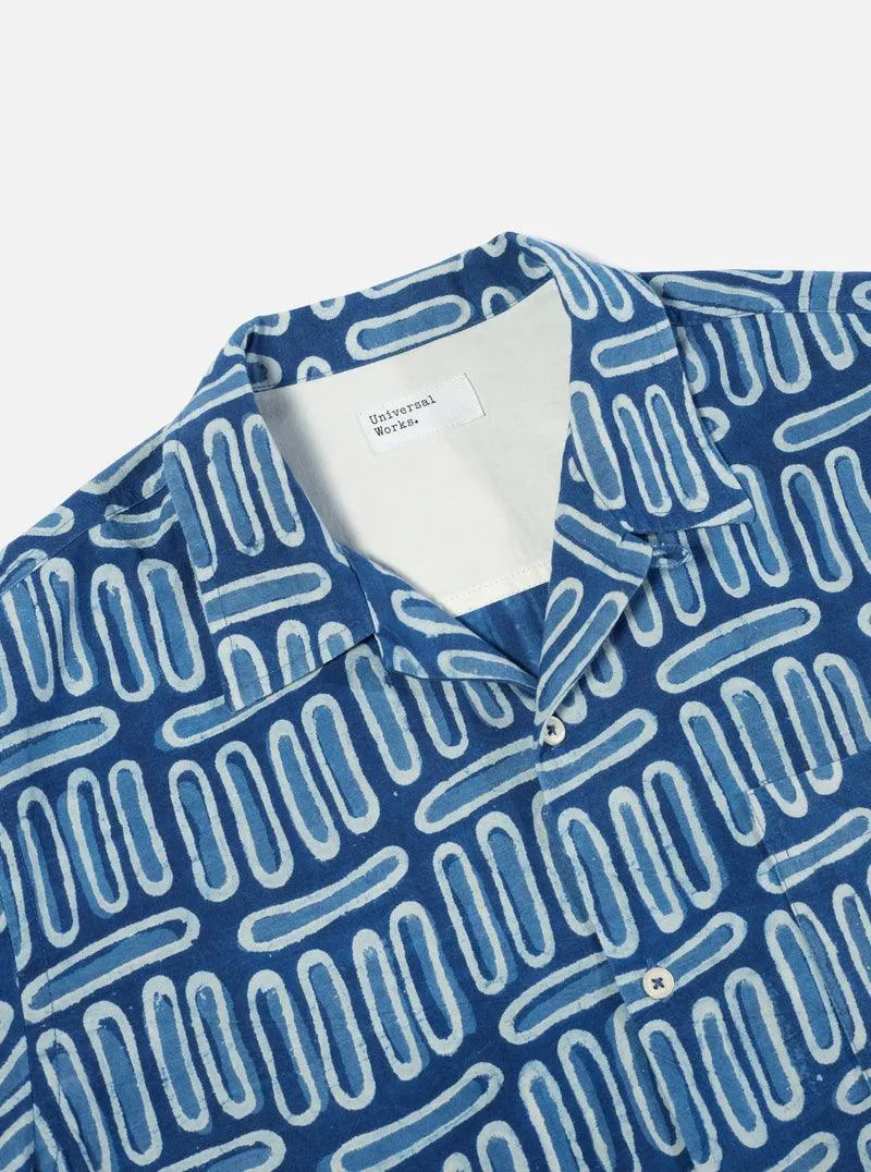 Universal Works - Camp Shirt - Indigo Hand Block Print