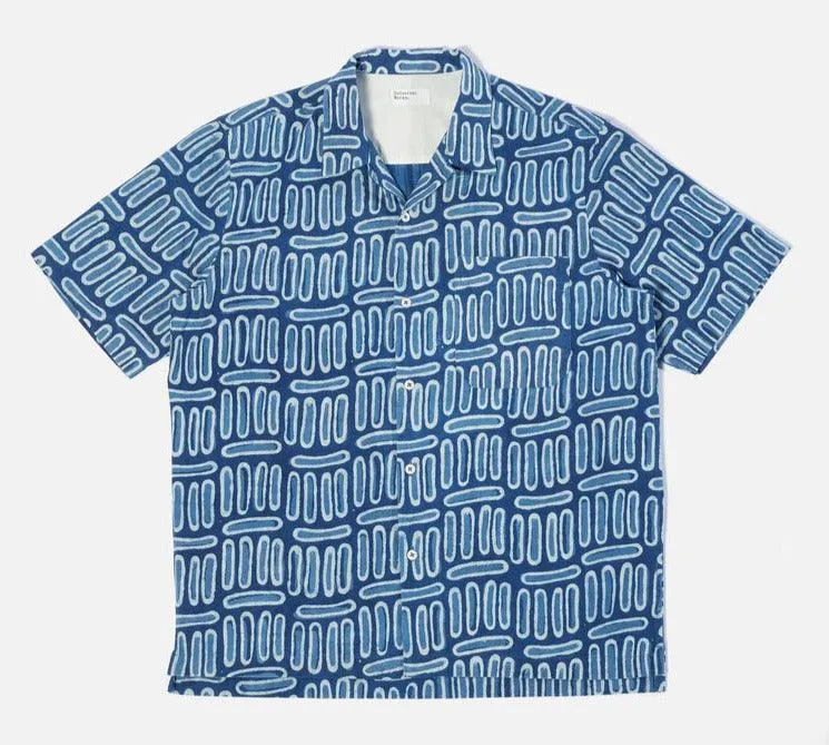 Universal Works - Camp Shirt - Indigo Hand Block Print