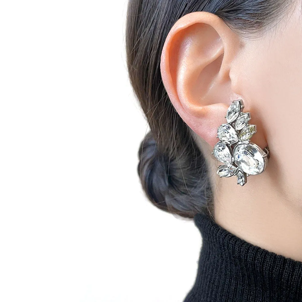 【USA輸入】ヴィンテージ GIVENCHY クリア ビジュー イヤリング/Vintage GIVENCHY Clear Bijou Clip On Earrings