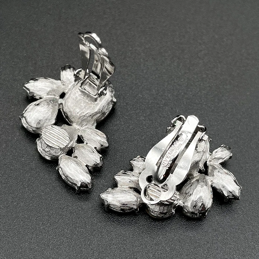 【USA輸入】ヴィンテージ GIVENCHY クリア ビジュー イヤリング/Vintage GIVENCHY Clear Bijou Clip On Earrings