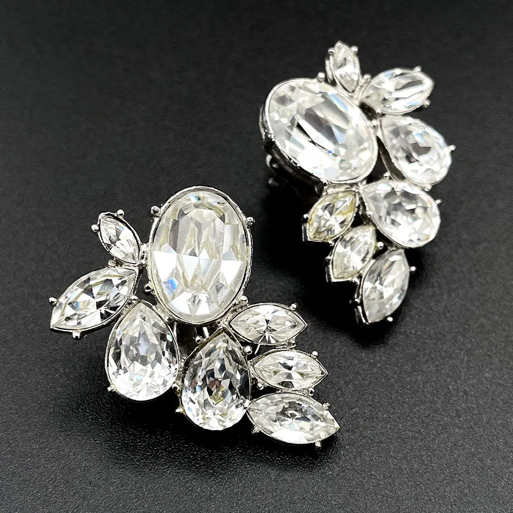 【USA輸入】ヴィンテージ GIVENCHY クリア ビジュー イヤリング/Vintage GIVENCHY Clear Bijou Clip On Earrings