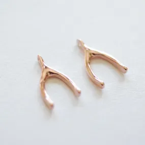 Vermeil Rose Gold Wishbone Charm- 18k gold plated over Sterling Silver, Pink Lucky Wishbone Charm, Gold Wishbone Pendant, Rose gold Charms,7