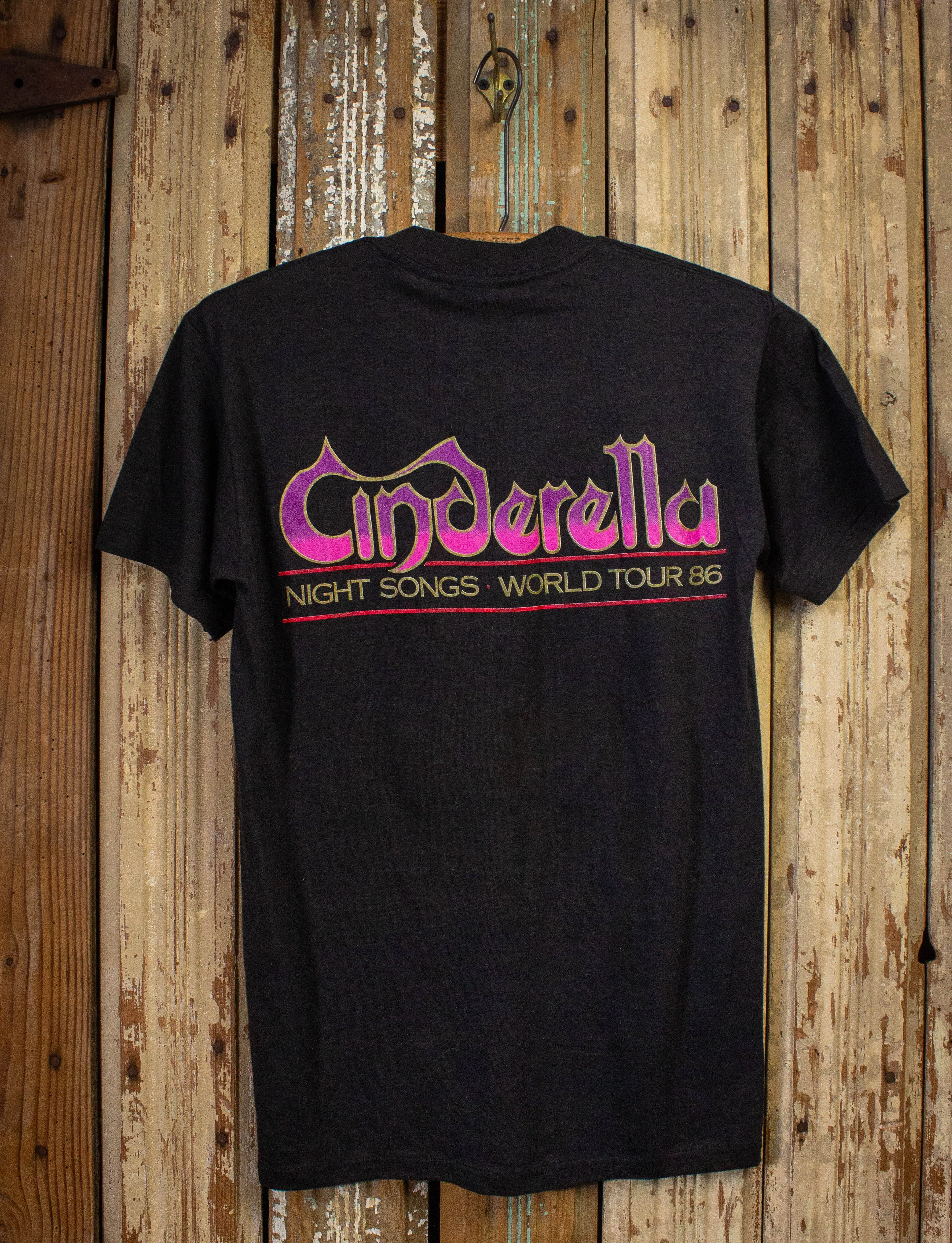 Vintage Cinderella Night Songs Concert T Shirt 1986 Black XS