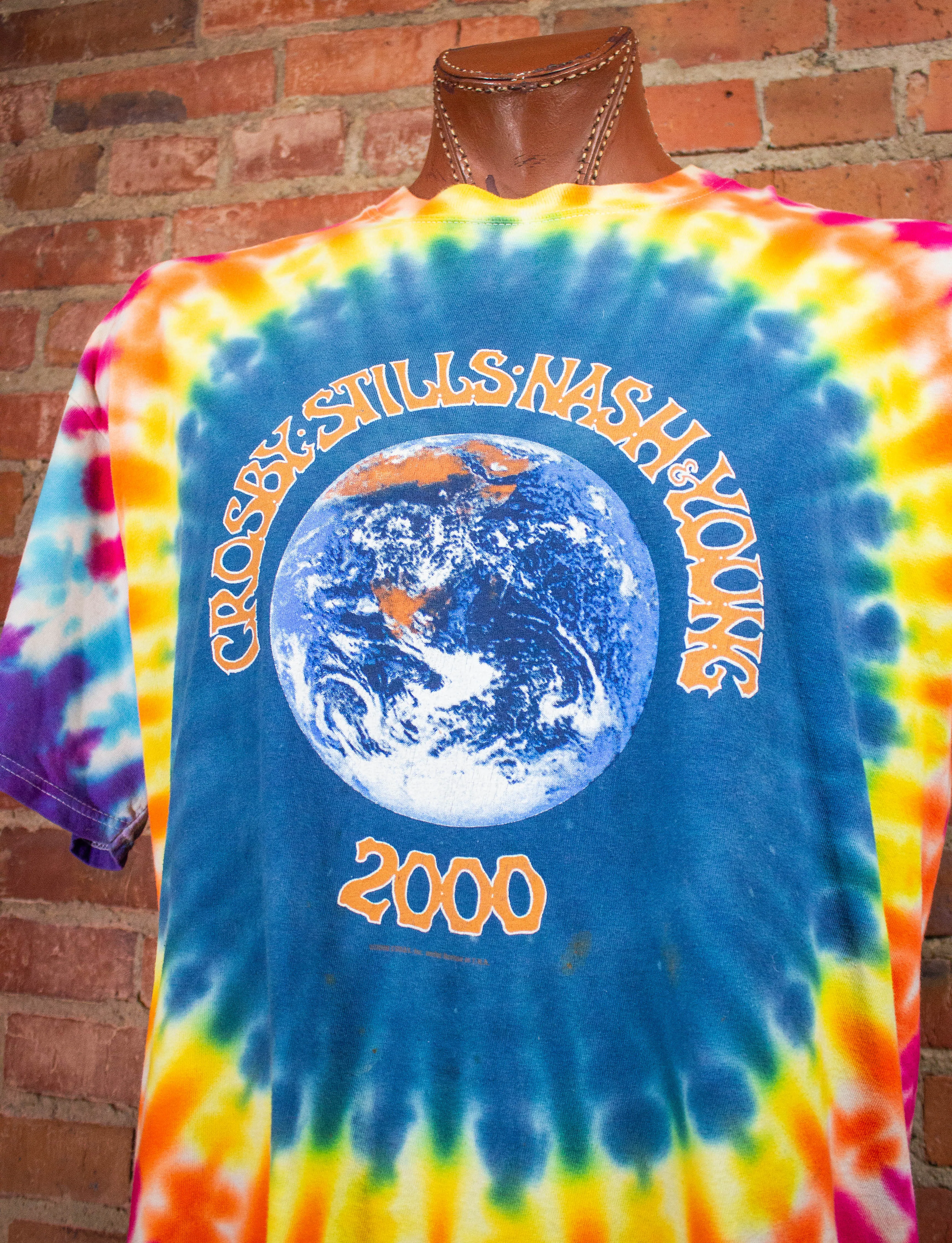 Vintage Crosby Stills Nash & Young Tie Dye Concert T Shirt 2000 XL