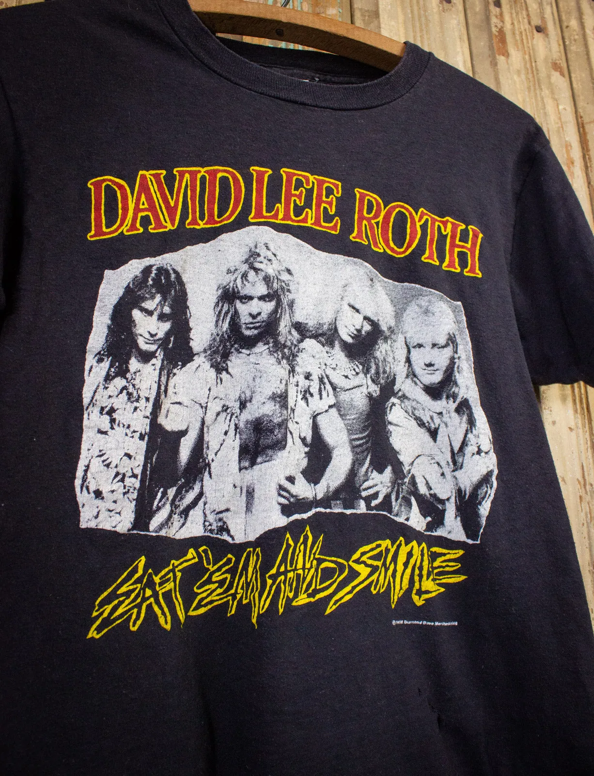 Vintage David Lee Roth Eat 'Em and Smile Concert T Shirt 1986 Black Small