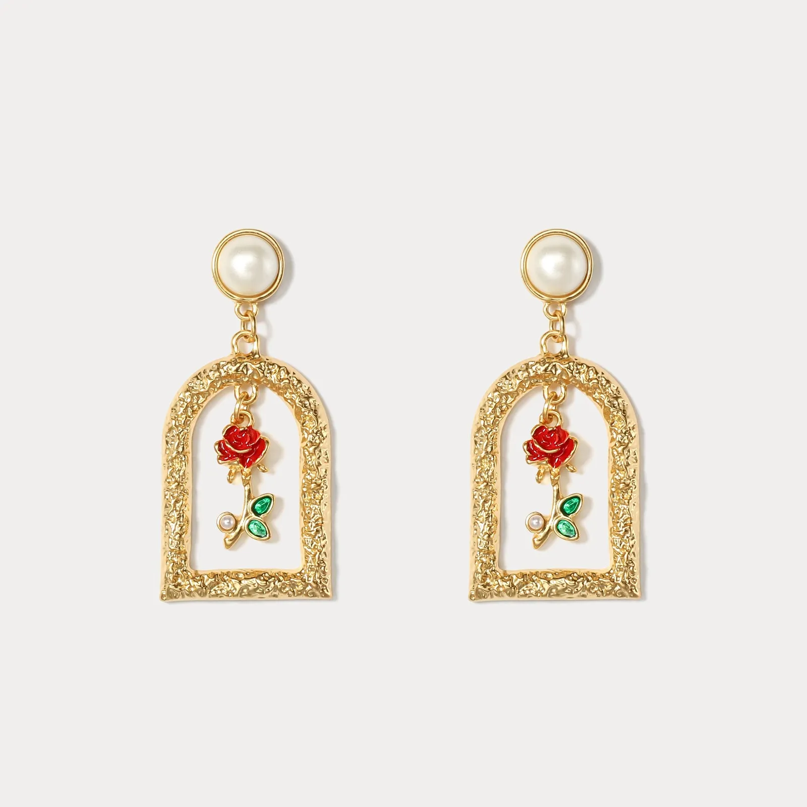 Vintage Garden Rose Earrings