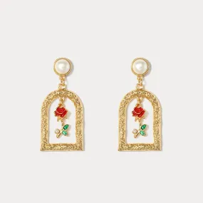 Vintage Garden Rose Earrings