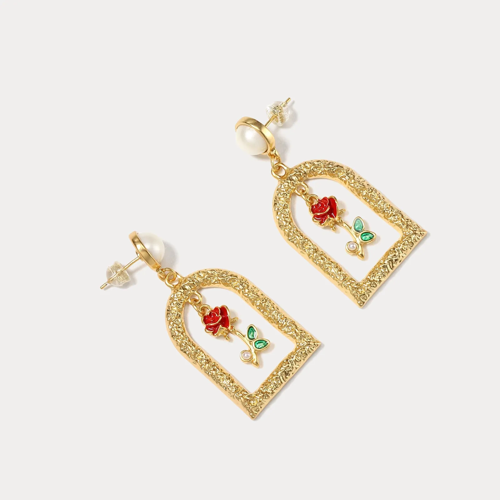 Vintage Garden Rose Earrings