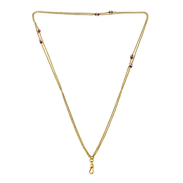 Vintage Garnet & Rock Crystal Station Chain Necklace