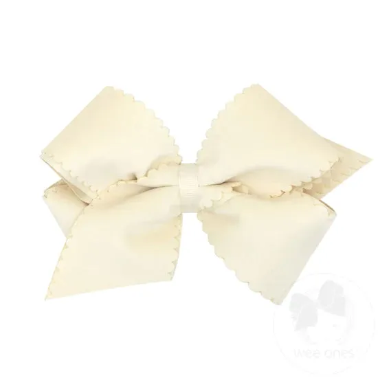 wee ones - Grosgrain Hair Bow with Scalloped Edge Faux Velvet Overlay