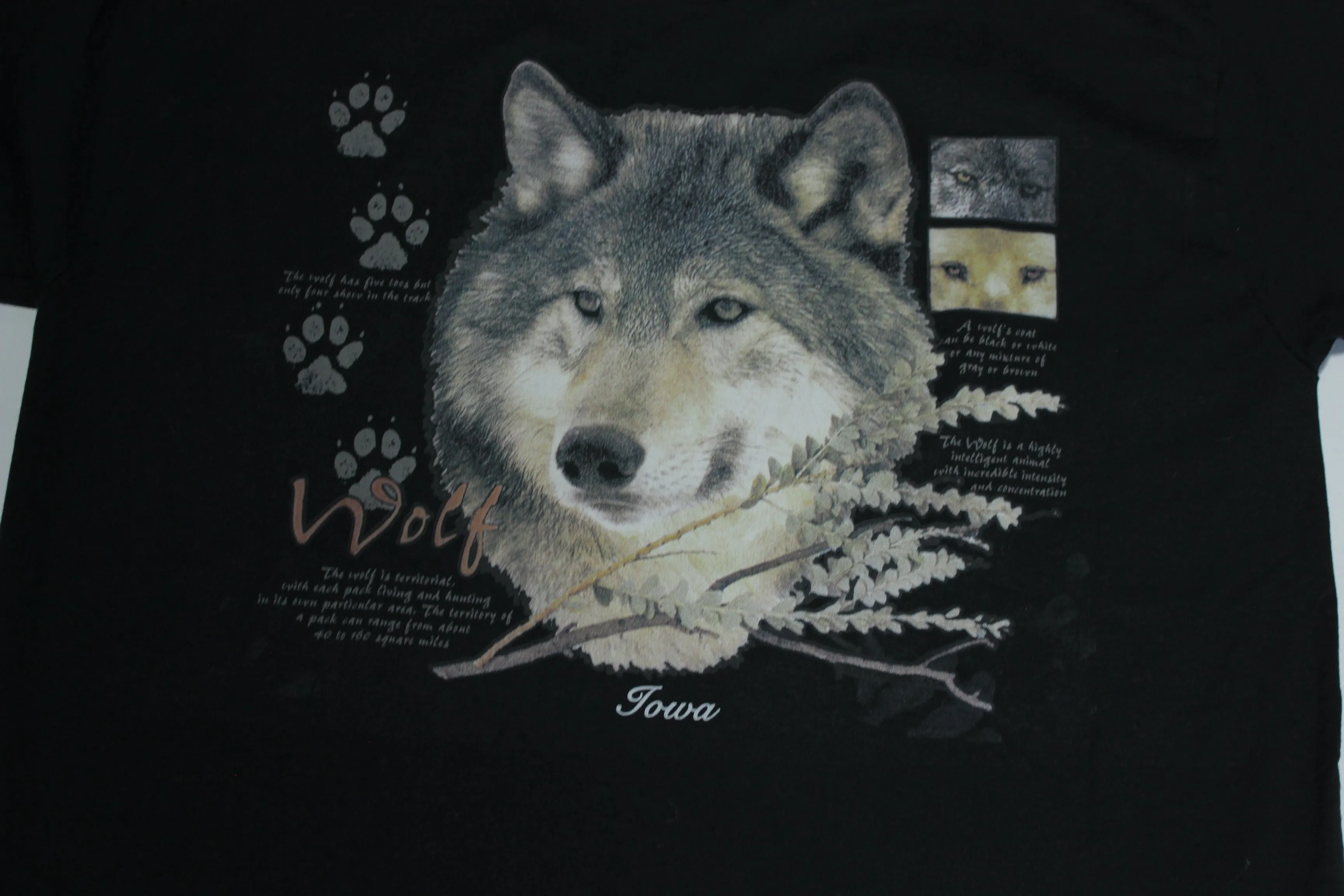 Wolf Facts Vintage 90's Single Stitch Screen Stars Iowa Tourist T-Shirt