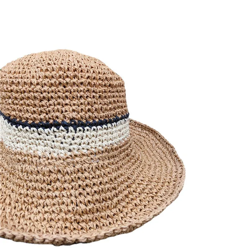 Women Summer Outdoor Wide Brim Straw Hat Adjustable Foldable Sunscreen Hat