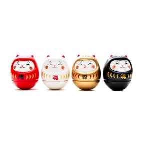 Yakushigama Ceramic Roly-Poly Cat Daruma